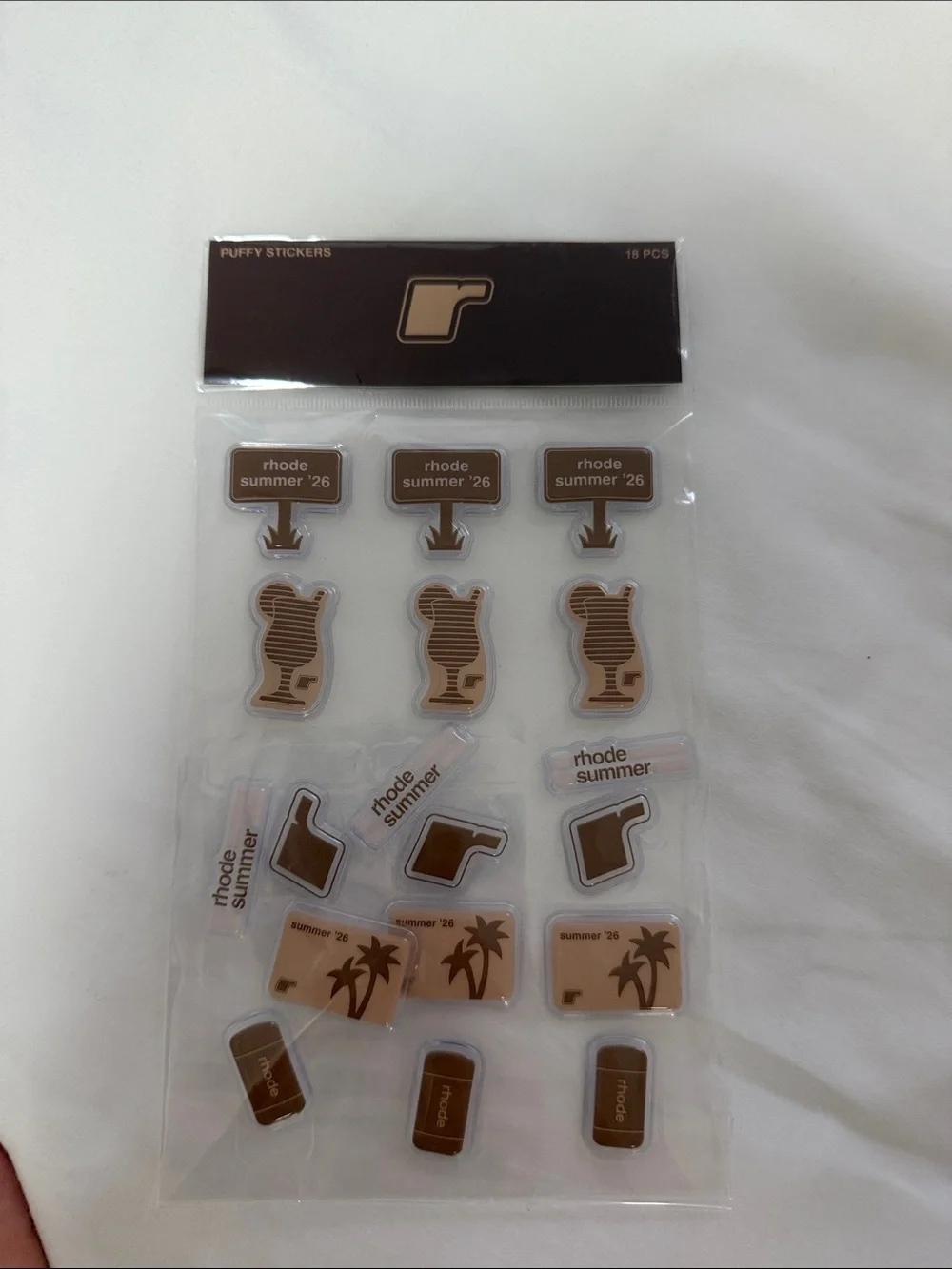 RHODE Brown and Cream 'Rhode Summer' Puffy Sticker Pack - 18pc